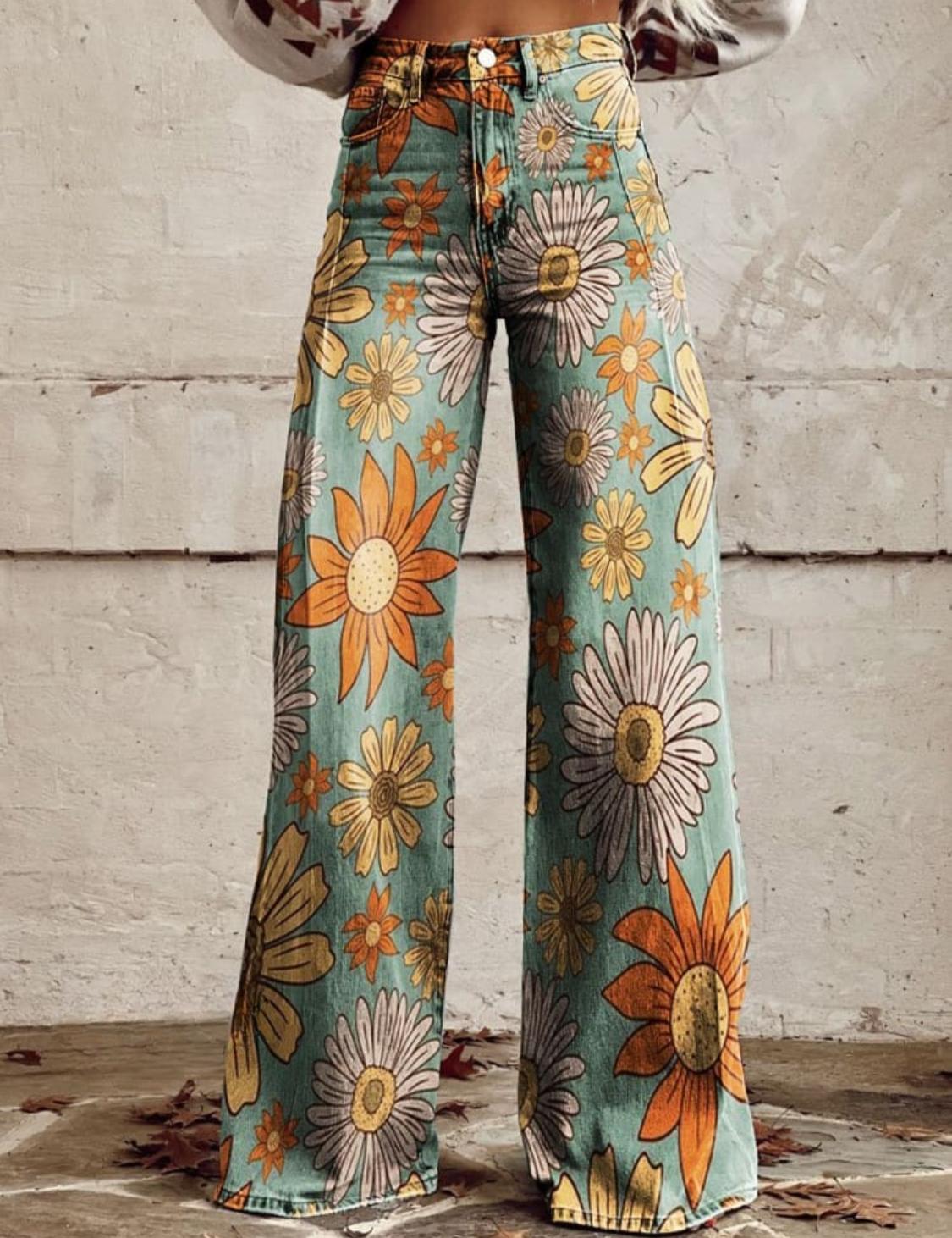 CIRILLA | Vintage Floral Pattern Palazzo Pants