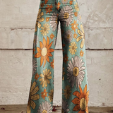 CIRILLA | Vintage Floral Pattern Palazzo Pants