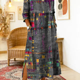 Manuela | Printed Dress with Ethnic Patchwork
