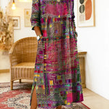 Manuela | Printed Dress with Ethnic Patchwork