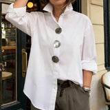 Lennox | Long Sleeve Button Blouse with Oversized Statement Buttons