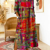 Manuela | Printed Dress with Ethnic Patchwork