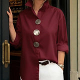 Lennox | Long Sleeve Button Blouse with Oversized Statement Buttons