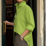 Lennox | Long Sleeve Button Blouse with Oversized Statement Buttons