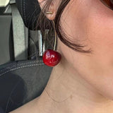 Blood Red Cherry Earrings, Y2K Jewelry, Y2K, Coquette, Lightweight, White Elephant Gift, Galentine's Party, Cute Earrings