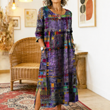 Manuela | Printed Dress with Ethnic Patchwork