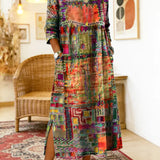 Manuela | Printed Dress with Ethnic Patchwork
