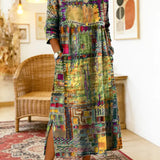 Manuela | Printed Dress with Ethnic Patchwork