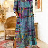 Manuela | Printed Dress with Ethnic Patchwork