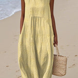SANNE | Summer Midi Dress with Embroidery and Hidden Pockets