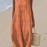 SANNE | Summer Midi Dress with Embroidery and Hidden Pockets