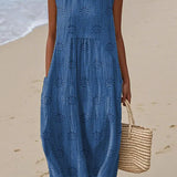 SANNE | Summer Midi Dress with Embroidery and Hidden Pockets