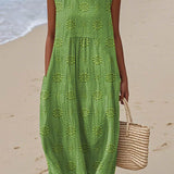 SANNE | Summer Midi Dress with Embroidery and Hidden Pockets