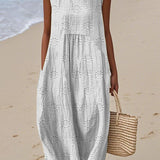 SANNE | Summer Midi Dress with Embroidery and Hidden Pockets