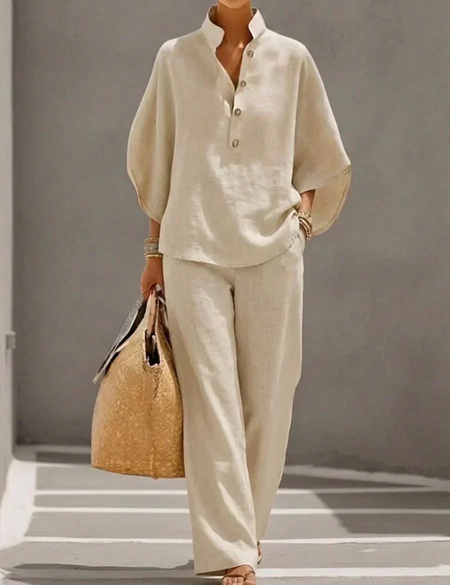 Maribel | Set with Batwing Sleeves and Wide Pants