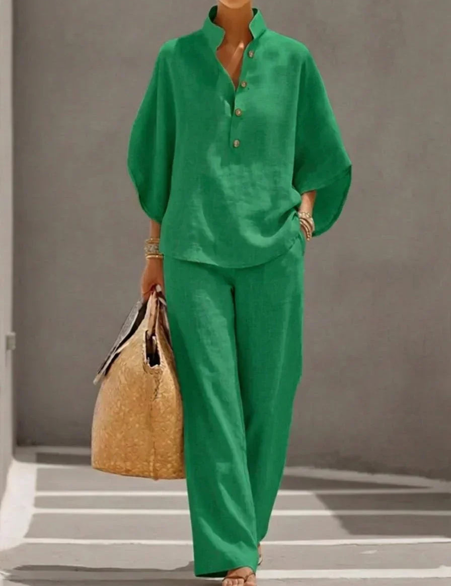 Maribel | Set with Batwing Sleeves and Wide Pants