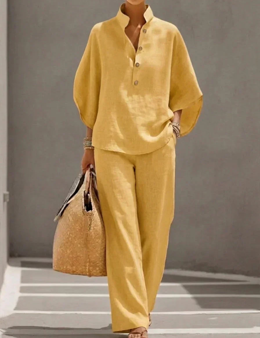 Maribel | Set with Batwing Sleeves and Wide Pants