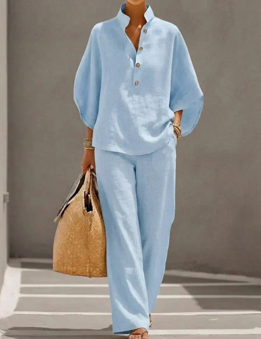 Maribel | Set with Batwing Sleeves and Wide Pants