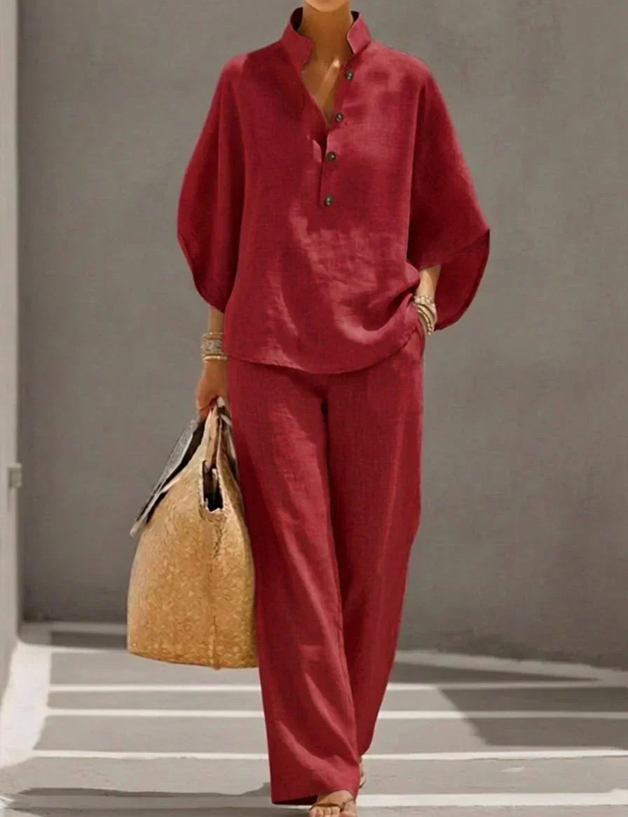 Maribel | Set with Batwing Sleeves and Wide Pants